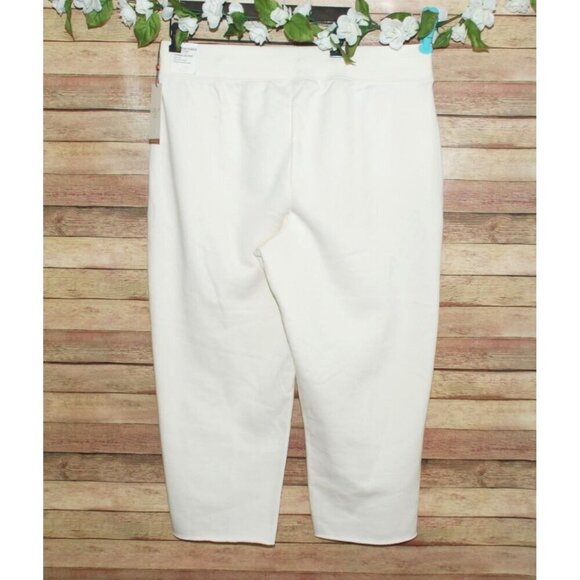 NWT Calia Cream Fleece Pull On Crop Pants Size XXL High Rise Raw Hem Straight - Picture 6 of 10